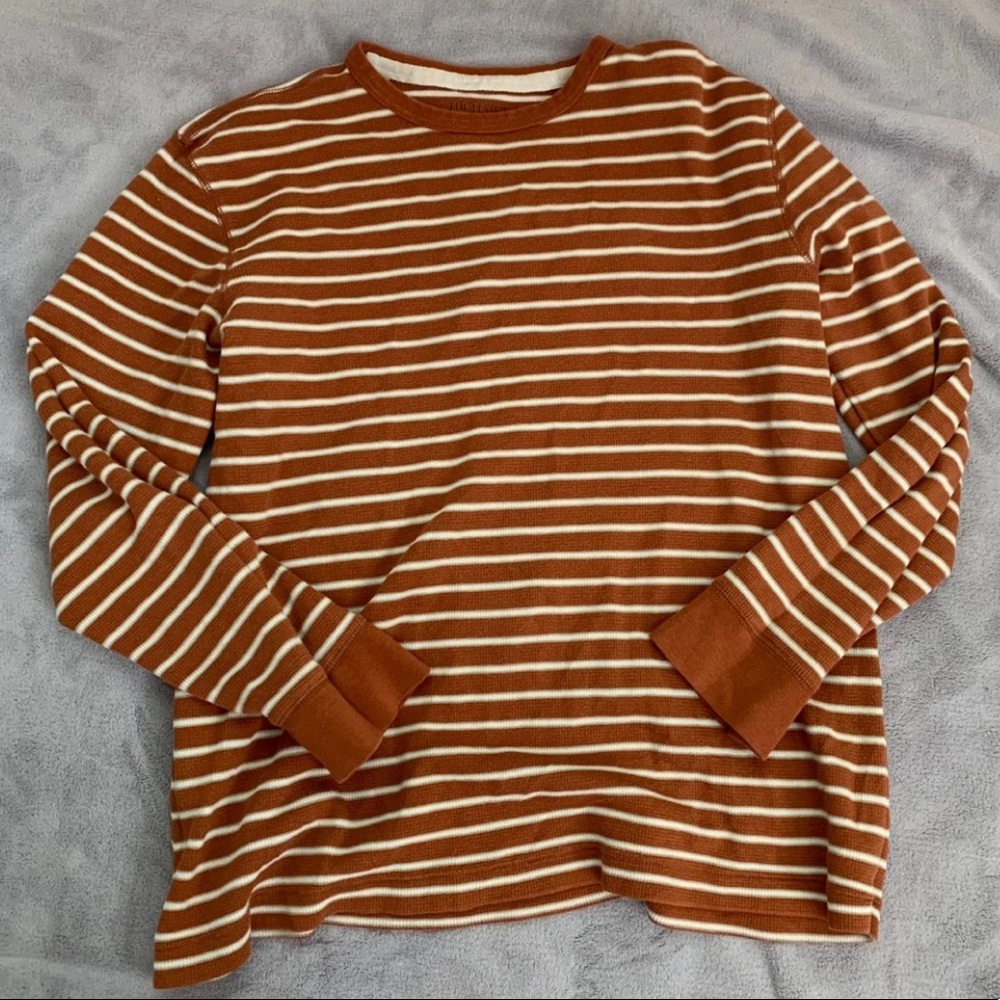 Men’s Orange and White Striped Sweater